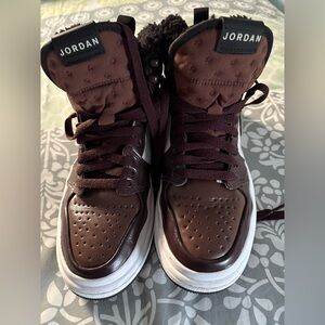 Women’s Nike Air Jordan Brown and White High Top Sneaker - New without box